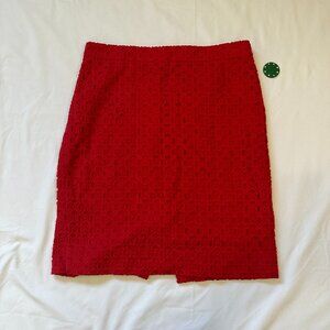 J Crew Pencil Skirt Red Ultra Eyelet Cut 8